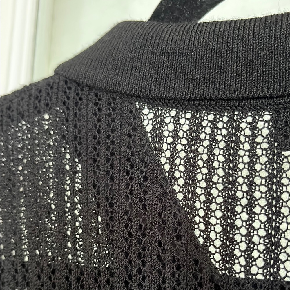 Uniqlo Knit Lace Black Sheer Knit Button-Up Dress - Picture 7 of 8